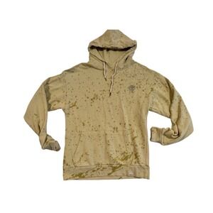Sand Cloud Mens Womens Medium Organic Cotton Splatter Hoodie Tan  Pullover